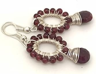 Genuine Garnet Sterling Silver Earrings - Red Blood Gemstone Drops