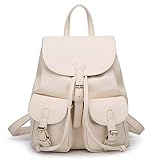 Hynbase Women Fashion Soft Summer Leather Backpack Cute Schoolbag Litchi Skin Shoulder Bag