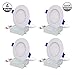 JULLISON LED Recessed Low Profile Slim Panel Light with Junction Box, Air Tight, 4 inch, 9W, 550 Lumens, 3000K Warm White, CRI80+, Dimmable, ETL Listed - 4 Pack