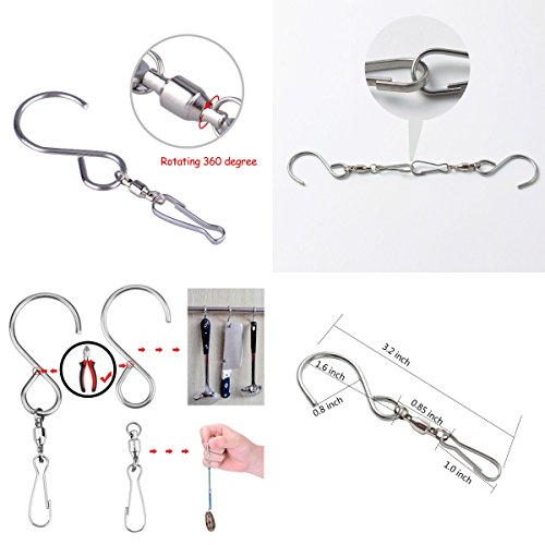 WorldaWhirl Whirligig Wind Spinner SS Swivel Hook Display Twist Turn Twirl Swirl(5, Hook and Clip)