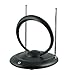 GE Cirular Loop Indoor HD Digital TV Antenna, Long Range Smart TV Antenna, Tiltable loop with 15in Dipoles, Supports 4K 1080P HD Smart TV VHF UHF, Passive Modern Rabbit Ear, 4ft Coax HDT Cable, 33694