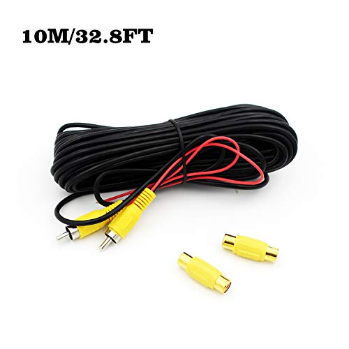 AEBTYKJ RCA Video Cable 10m/32.8ft Car Reverse Rear View Parking Camera Video Cable with Detection Wire,RCA Video Line for Connect Rearview Camera