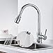 Kitchen Sink Faucet with Pull Down Sprayer Chrome, Single Handle High Arc Pull Out Kitchen Faucets, Single Level Solid Brass Bar Kitchen Faucet with Deck Plate