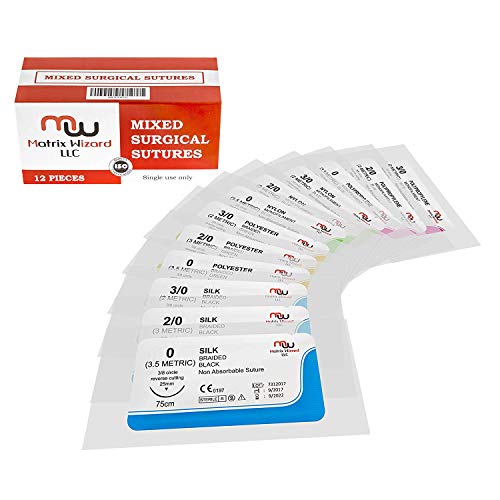 New Mixed Sterile Suture Threads with Needle + Training Accessories (Assorted 12 Pack with 3 Tools) for Suture Pads, Practice Suture Kit; Medical, Nursing, Dental, EMT, Medic and Veterinary Students - Thumbnail 3