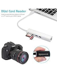VOASTEK   Adaptador USB a Ethernet con puerto Ethernet de 1 Gbps, doble puerto USB 3.0 y lector de tarjetas SD TF Micro SD para ordenadores