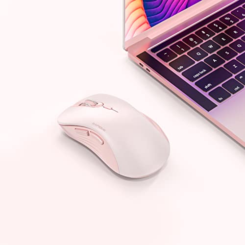 RAPIQUE Wireless Mouse, 2.4G Silent Computer Mice with USB Receiver & Type-C Adapter, Portable Mobile Optical Cordless Mouse for Laptop, PC, Desktop, MacBook, 3 DPI Adjustment Levels (Pink)