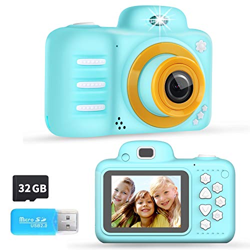 Phankey Kids Camera,Kids Digital Camera for Boys Girls Birthday Toy Gift Selfie Camera 2.4 Inch Screen 8MP Digital Camera for Children with 32G Memory Card