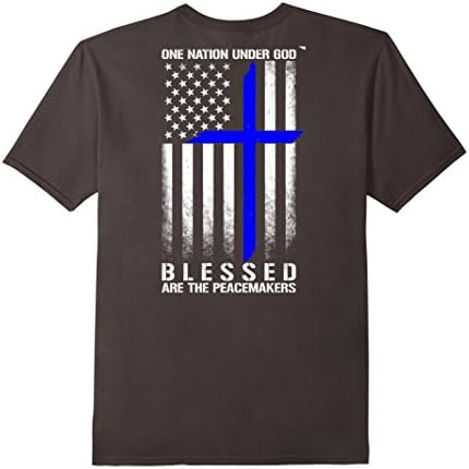 Men's One Nation Under God Blue Line T Shirt 2XL Asphalt