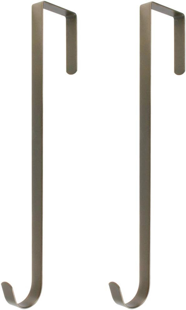 Wreath Hangers - BNYZWOT 15 Inches Heavy Duty Wreath Hanger for Front Door Door Large Wreath Hanger Christmas Wreaths Decorative Hook Premium Sturdy Metal Bronze Pack of 2