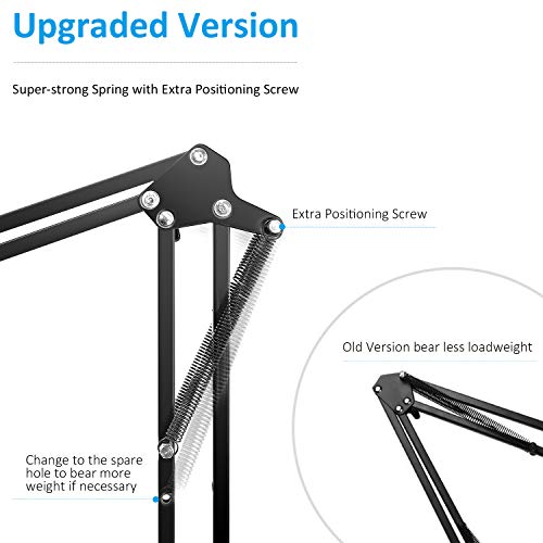 Professional Studio Broadcasting Recording Condenser Microphone, Geekroom Adjustable Recording Microphone Suspension Scissor Arm Stand with Shock Mount and Mounting Clamp Kit