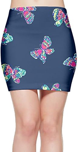 Mini Pencil Skirt Butterflies Watercolour Slim Tight Sexy Stretch Bodycon Short Skirt for Lady Women Party