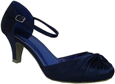 Krasceva Womens Ladies Mid Low Heel Ankle Strap Bridal Party Wedding Prom Sandals Shoes Size