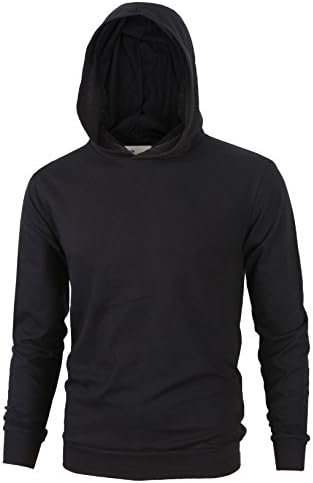 Align Apparel Mens Lightweight Cotton Pullover Long Sleeve Hoodie Sweatshirt (Small, Black)