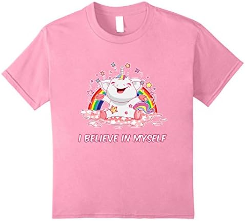 Kids I Believe in Myself T-Shirt happy cute Unicorn Tee 12 Pink