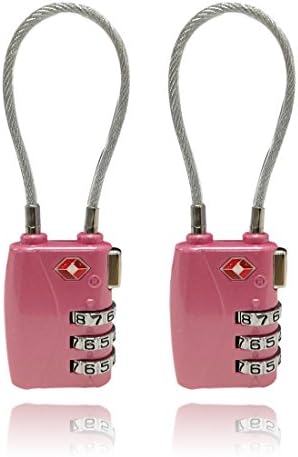Tsa Approved Travel Lock By Universal Pier| 2 Pack Travel Locks With 3 Dial Combination For A Lock-Safe Trip (Pink and Pink)