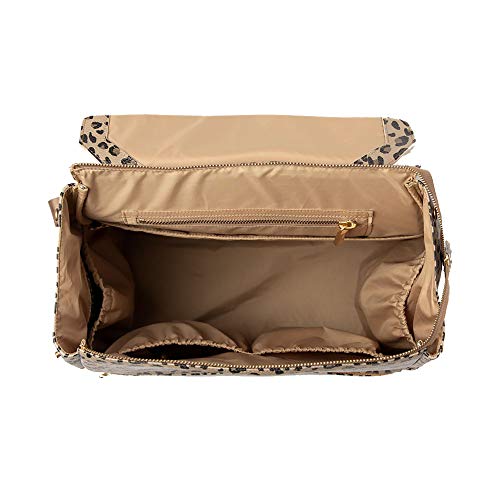 Freshly Picked - Convertible Classic Diaper Bag Backpack - Large Internal Storage 10 Pockets Wipeable Vegan Leather - Leopard Print