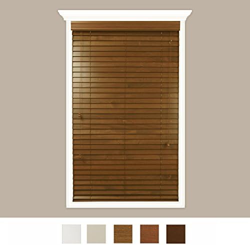 Custom-Made Real Wood Horizontal Window Blinds With Easy Inside Mount - 36" x 96" - 2" Wooden Slats - Premium Quality Basswood - Golden Oak - By Luxr Blinds