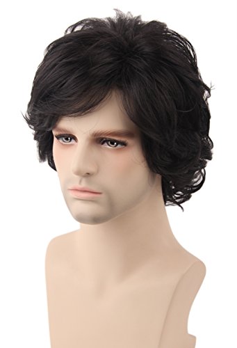 Cosplay Wig Short Natural Wavy Style Layered Halloween Synthetic Fiber Hair Wigs for Women Men