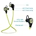 Emixc Wireless Sweat proof Bluetooth Noise Cancelling In-Ear Stereo Earphone with Built-in Mic for Iphone, Android and Windows Smartphone - Lime Green