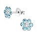 925 Sterling Silver Hypoallergenic (SET OF 3) Clear, Pink, Blue Flower Stud Earrings for Girls or Women 29116