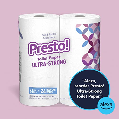 Amazon Brand Presto! 308Sheet Mega Roll 2Ply Toilet Paper, Ultra