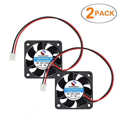SoundOriginal 2pcs Brushless DC Cooling Fan 24V 0.06A 40mm x 40mm x10mm Speed 6800 RPM Fans for 3D Printer Humidifier Aromatherapy and Other Small Appliances Series Repair Replacement (Black 24V)