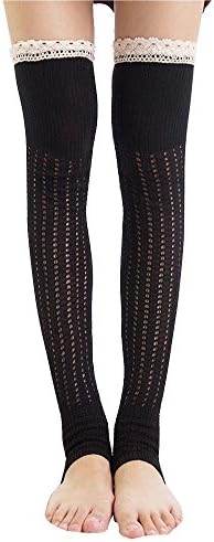 TAORE Extra Long Cotton Thigh High Sock Over Knee High Socks Leg Warmer (Black)