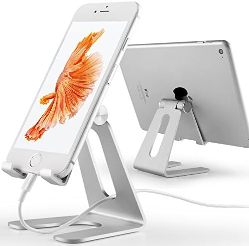 Adjustable Cell Phone Stand, Tablet Stand iPhone Stand : Desktop Cradle, Dock For Switch , all Android Smartphone , iPhone 5 5s 5c 6 6s 7 8 X Plus (Silver)