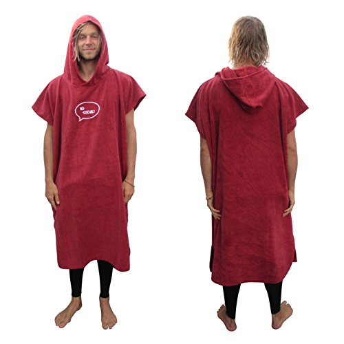 Thick Microfiber Surf Poncho (Wetsuit Changing Robe/Towel) [CHOOSE COLOR] (Dark Red)