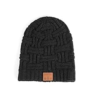 Bollysky Bluetooth Beanie Wireless Hat Headphone Beanie Caps Knitted Fleece Music Cap Gift for Men Women, Fit for Outdoor Sports (Black, Bluetooth Knitted Hat)