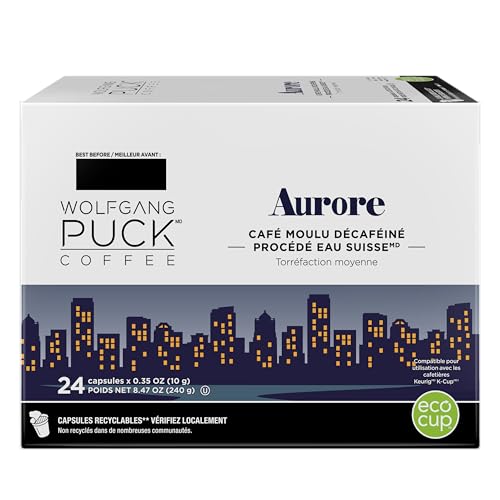 WOLFGANG PUCK COFFEE SINGLE SERVE CAPSULES DECAF, MEDIUM ROAST, COMPATIBLE WITH KEURIG K-CUP BREWERS, 24 COUNT