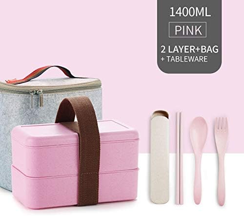 WORTHBUY Microwave Lunch Box For Kids Food Storage Container Japanese Wheat Straw Leakproof Bento Box Portable School Picnic Set