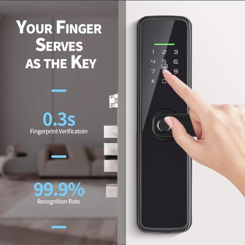 Smart Lock,WiFi and Bluetooth 2-in-1 Fingerprint Door Lock with Keypad, GCC Version,App Control, Keyless Entry for Room, Garage, Office, Apartment