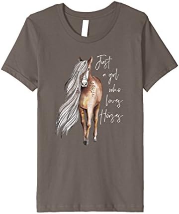 Kids Just a Girl Who Loves Horses - Horse Lover T-Shirt 8 Asphalt