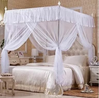 Uadme Three Side Openings Mosquitos Net, Luxury Four Corner Princess Bed Canopy Netting Large Size Travel Mosquitos Net for Bedding Ideal Bedroom Decor and Mosquitos Protection (150 * 200 * 200)
