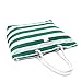 Large Waterproof Striped Tote Beach Bag - Top Zipper Closure - Waterproof Lining - Tote Shoulder Bag For Gym Beach Travel (Striped Green)