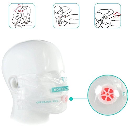 Pack of 25pcs CPR Mask Keychain Ring Emergency Kit Rescue Face Shields for First Aid or CPR Training (Red25) - Thumbnail 2