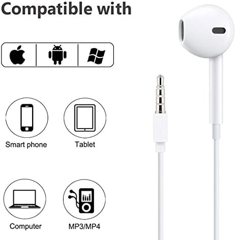 Earphones,2-Pack Earbuds Headphones Stereo Earphones with Microphone Headphones with Mic and Remote Control Earbuds for Android and iPhone (White)
