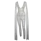 Missord Women Sexy Deep v Angel Wings Sequin Glitter Evening Party Playsuit