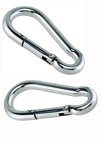 fiXte® BZP Steel Snap Hooks Spring Latch Carabina Carabiner Carbine Heavy Duty - M10 (3/8 inch) - Pack of 2