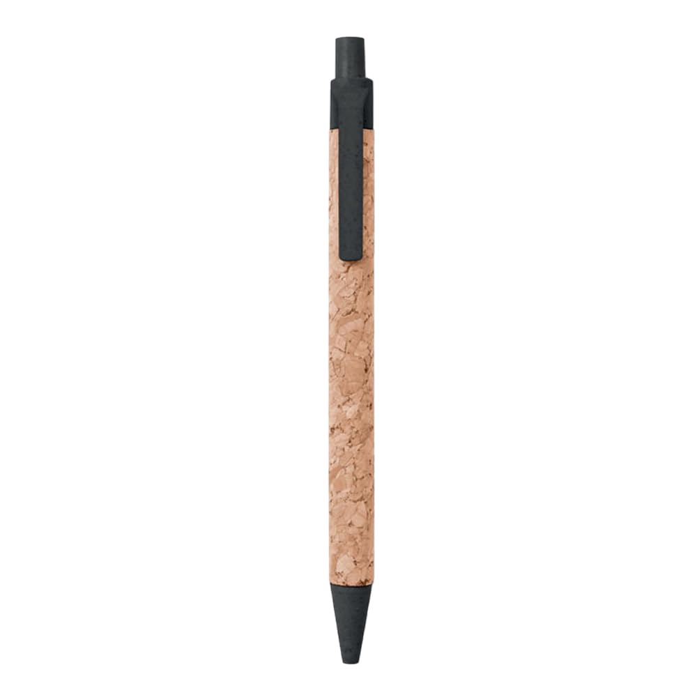 N.10 Real Cork Ballpoint Pens with Straw Fibre Components, Blue Refill, Completely Eco Green Durable (Black)