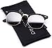 WearMe Pro - Semi Rimless Style Sunglasses Retro Mirror Lens Sunglasses (Black/Mirrored Silver, 48)