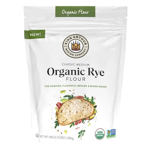 KING ARTHUR ORGANIC MEDIUM RYE FLOUR – 3 LBS FOR COMPLEX FLAVORFUL BREADS & BAKED GOODS – 100% US GROWN & MILLED – NON-GMO PROJECT VERIFIED – ROBUST FLAVOR FOR RYE BREAD, COOKIES & MORE