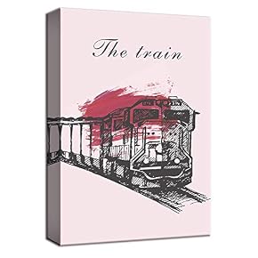 The Train Sketch Black Red Painting Artwork for Framed