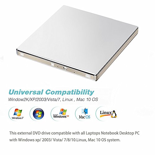GEEKLIN External CD DVD Drive,USB 3.0 Slim Protable External CD-RW Drive DVD-RW Burner Writer Player for Laptop Desktops Windows Mac OSX