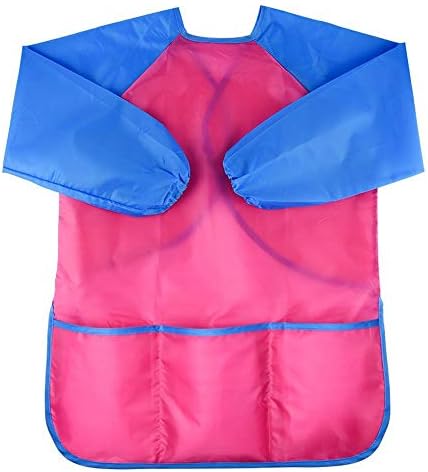 lamavido Waterproof Children's Art Smock Kids Art Aprons with Long Sleeve 3 Roomy Pockets Age 2-6 years(Pink)