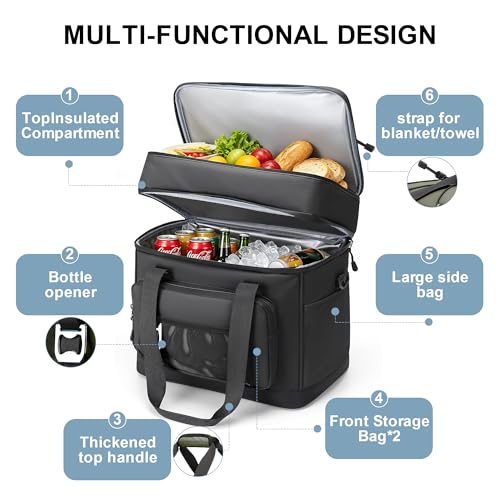 Youngoa Nevera Portatil, 40L Grande Doble Nevera Playa Plegable, Bolsa Térmica Isotermica Portátil e Impermeables para Picnic