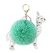 Real Sic Alpaca/Llama Pom Pom Keychain - Faux Fur Fluffy Fuzzy Charm For Women & Girls (Teal)