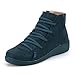 Women Vintage Ankle Boots | Ladies Fashion Lace Up Suede Faux Round Toe Leisure Booties | Retro Causal Wedge Short Boot with Side Zipthumb 3