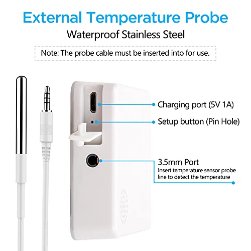 MOCREO ST4 WiFi Temperature Sensor with Waterproof External Probe 2Pack